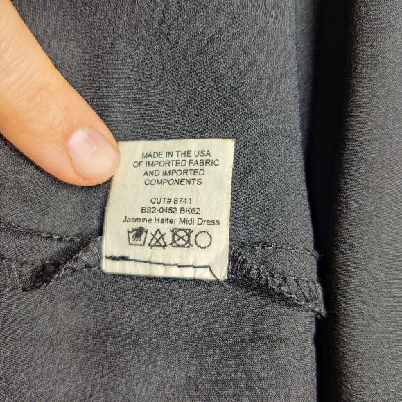 Show Me Your Mumu Jasmine Halter Midi Bias Slip Dress Black Luxe Satin Medium - Picture 9 of 16